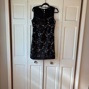White House Black Market Black Floral Lace Sheath Dress